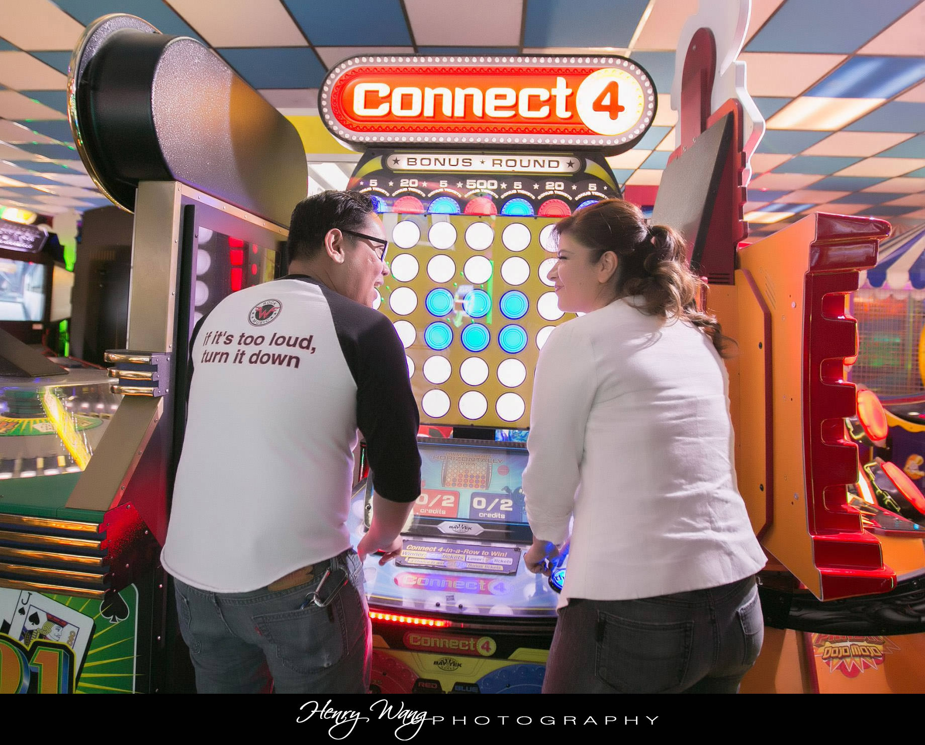 Mini Golf Park and Old Town Pasadena Sunset Engagement Session Photos